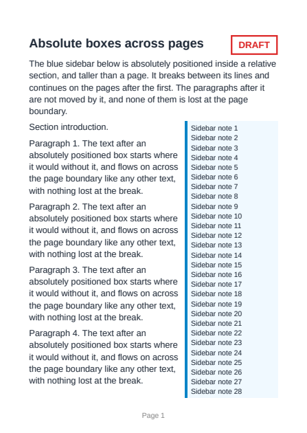 First page of the Absolute Boxes Across Pages showcase PDF