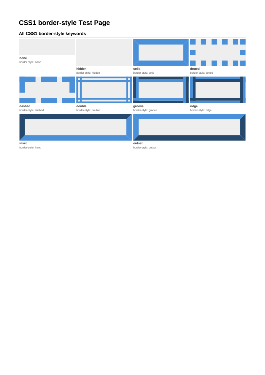 First page of the Border Styles showcase PDF