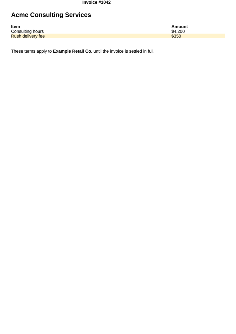 First page of the Stylesheet, Class/Id, and HTML Fragments showcase PDF