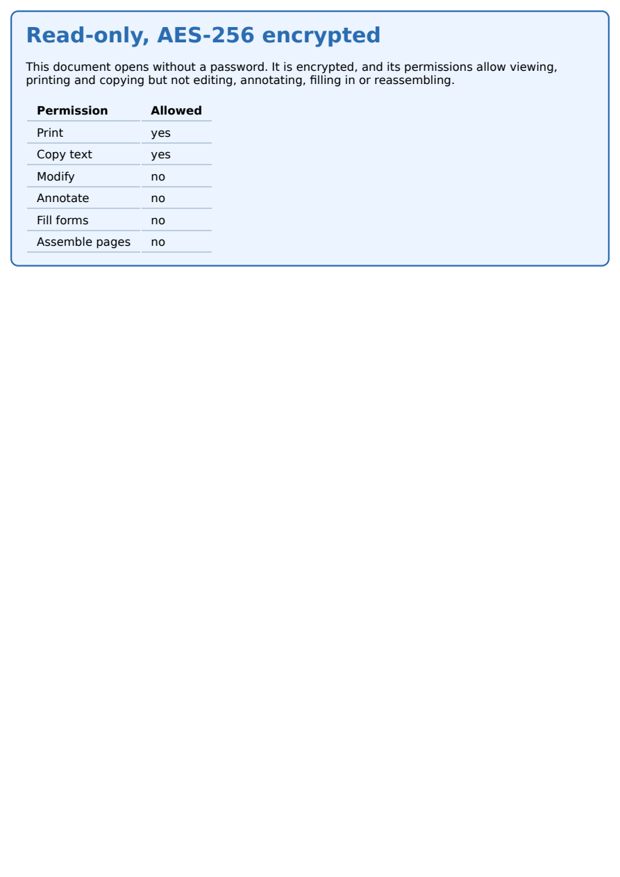 First page of the AES-256 encryption: a read-only document showcase PDF