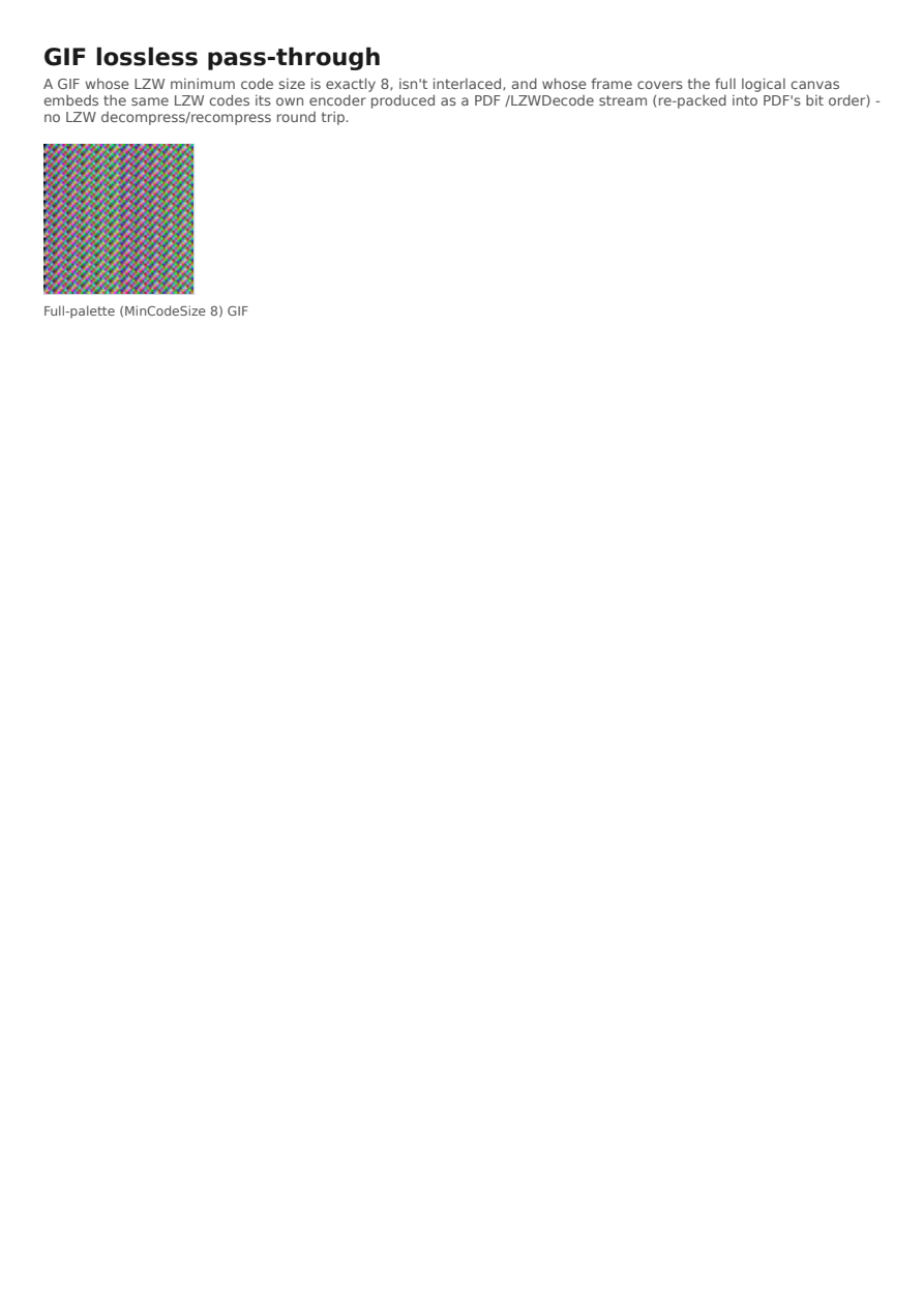 First page of the GIF Lossless Pass-through showcase PDF