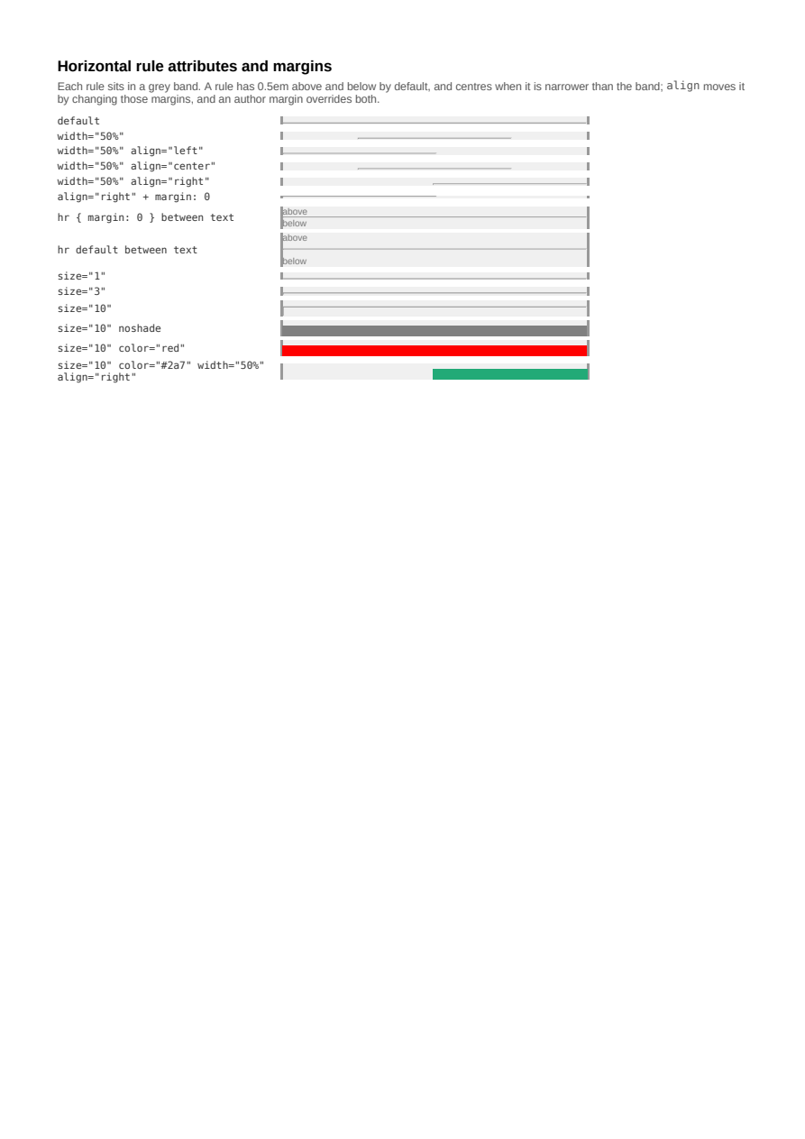 First page of the Horizontal Rule Attributes showcase PDF