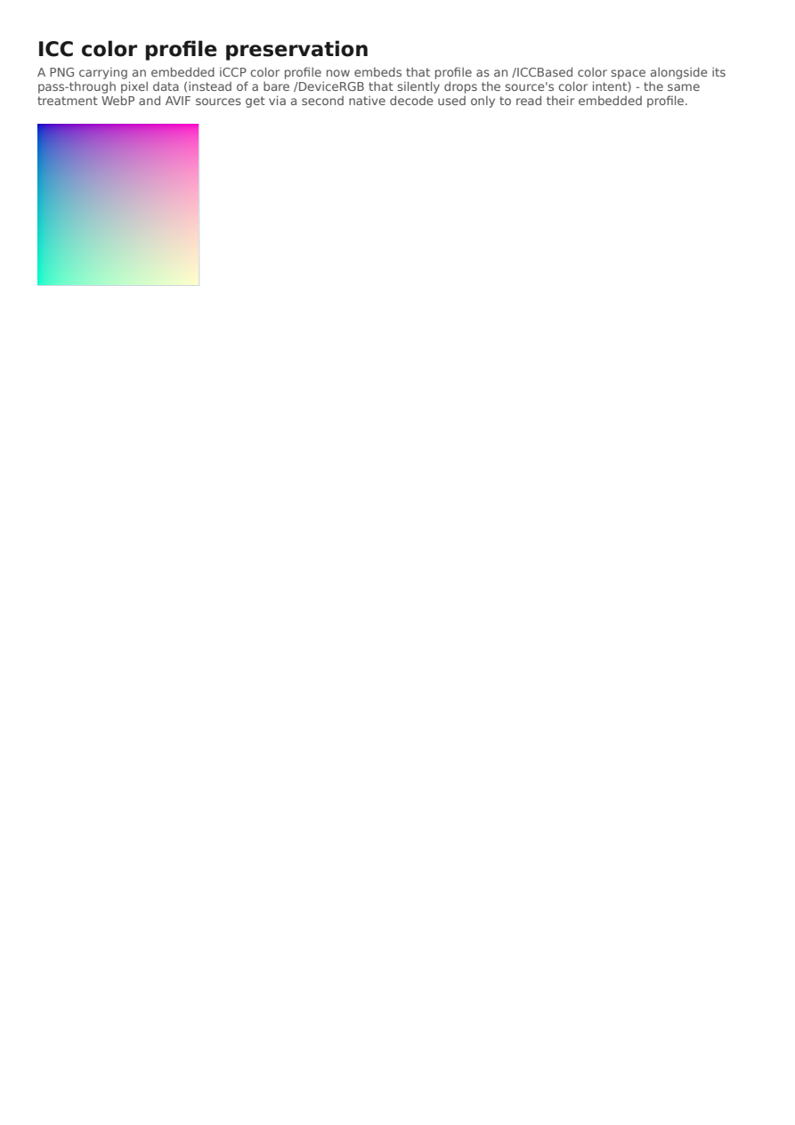 First page of the ICC Color Profile Preservation showcase PDF