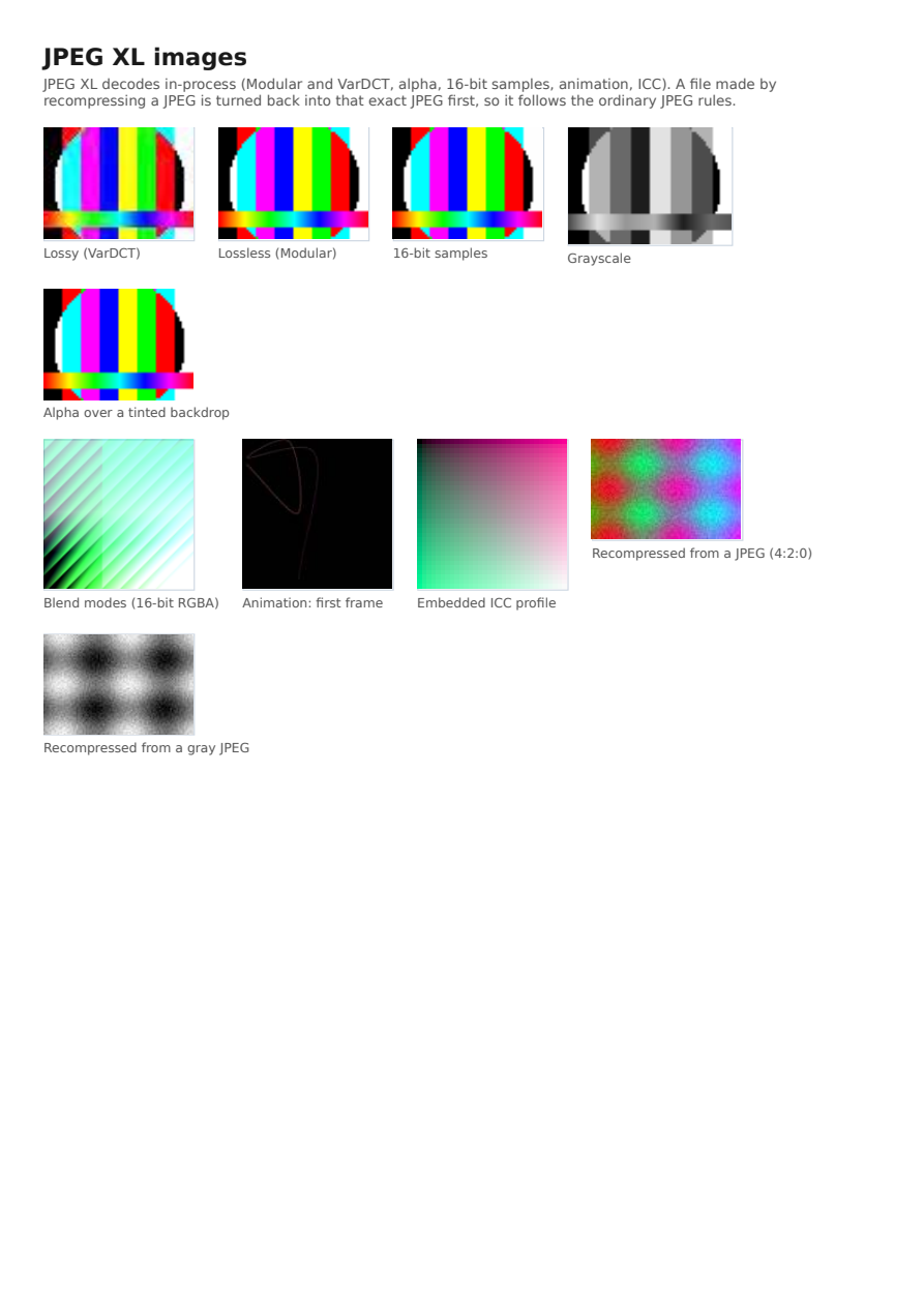 First page of the JPEG XL Images showcase PDF