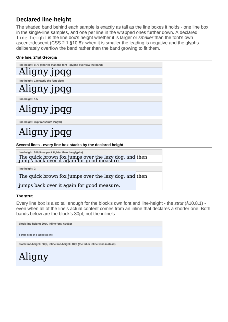 First page of the Declared line-height showcase PDF
