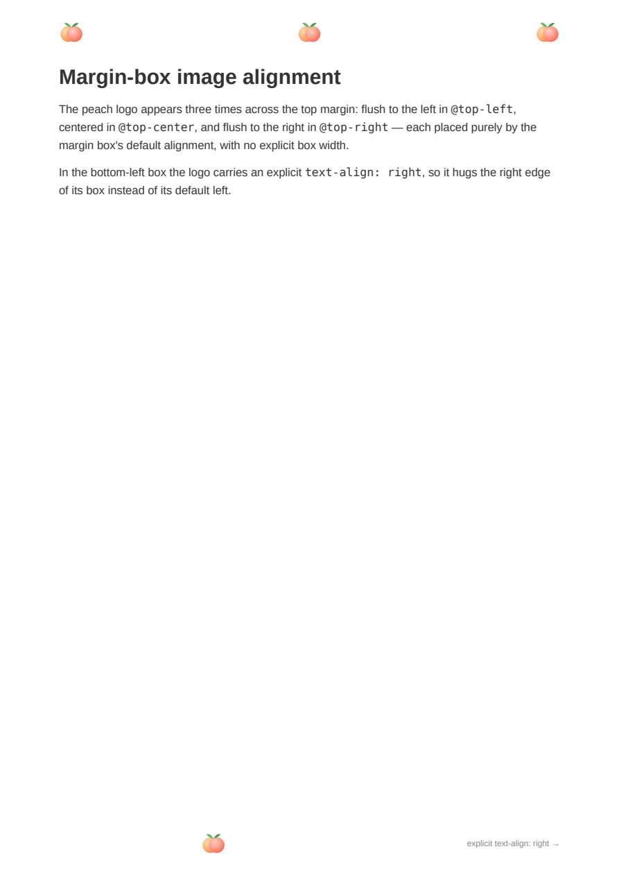 First page of the Margin-box Image Alignment showcase PDF