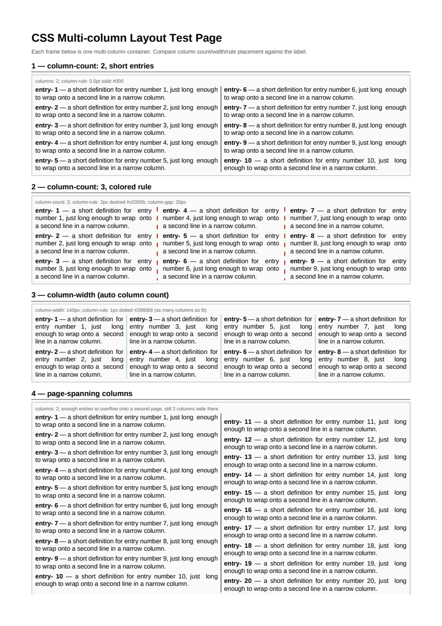 First page of the Multi-column Layout showcase PDF