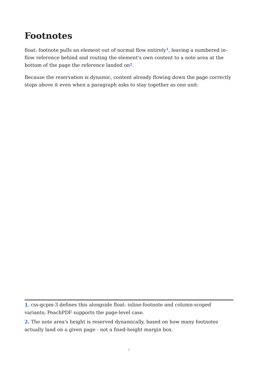First page of the Footnotes showcase PDF
