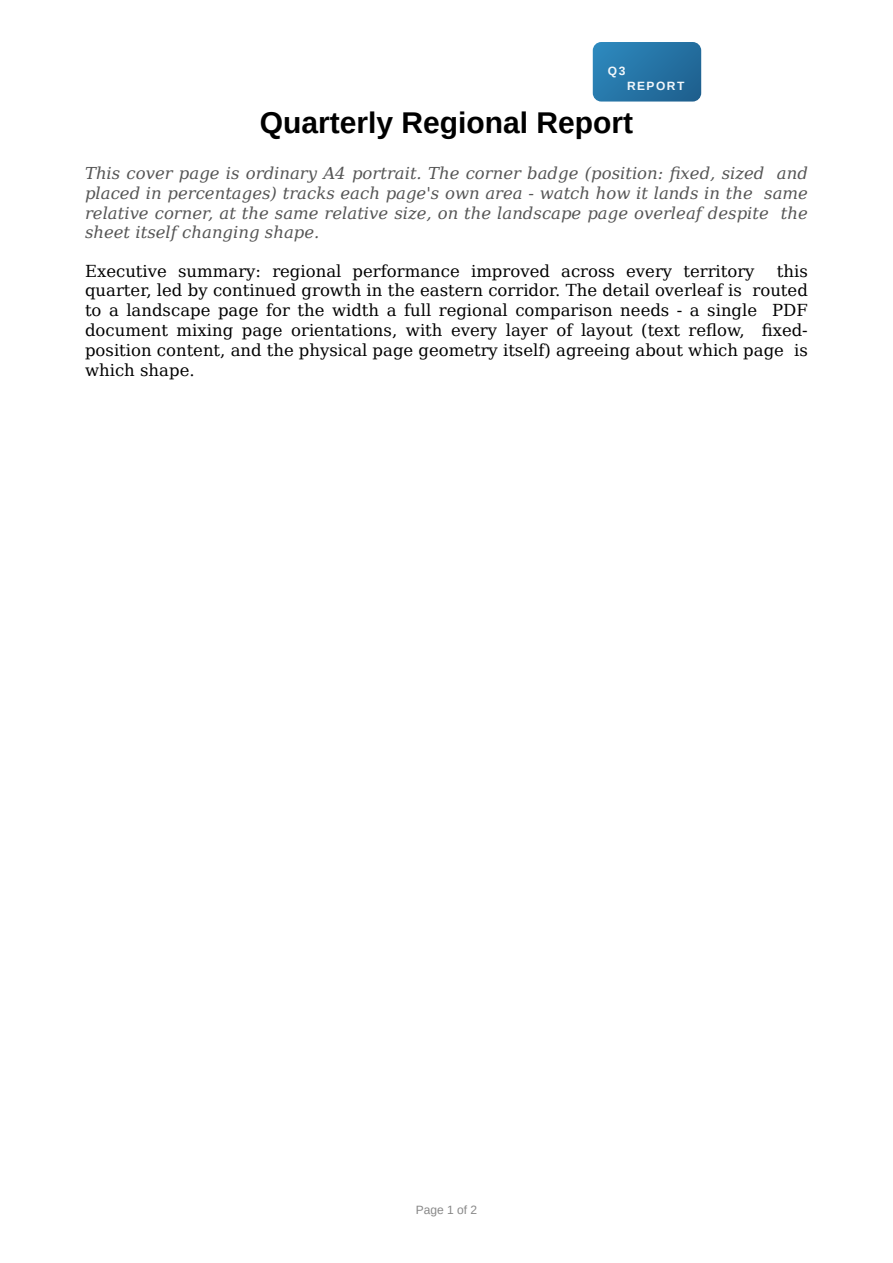 First page of the Mixed Page Orientation showcase PDF