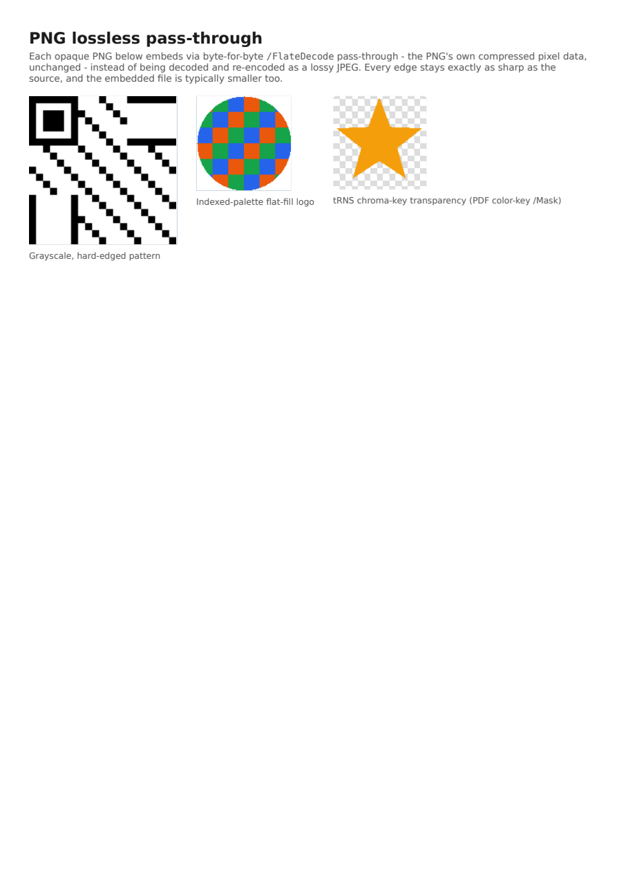 First page of the PNG Lossless Pass-through showcase PDF