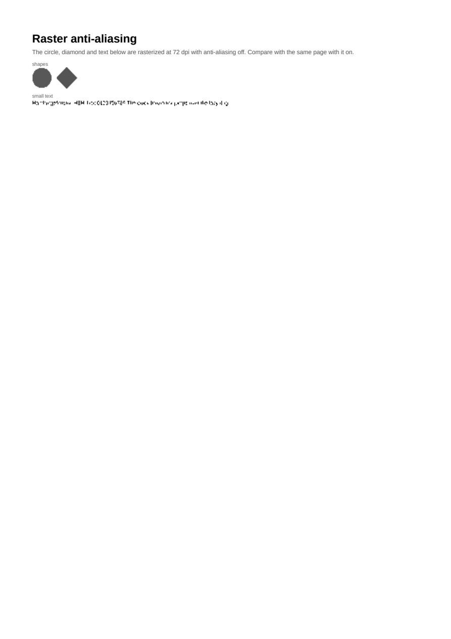 First page of the Raster Anti-Aliasing (Off) showcase PDF