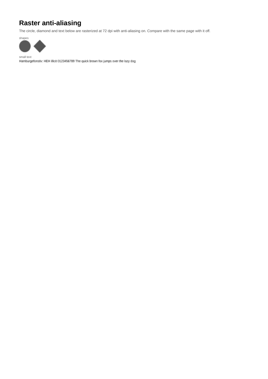 First page of the Raster Anti-Aliasing (On, Default) showcase PDF