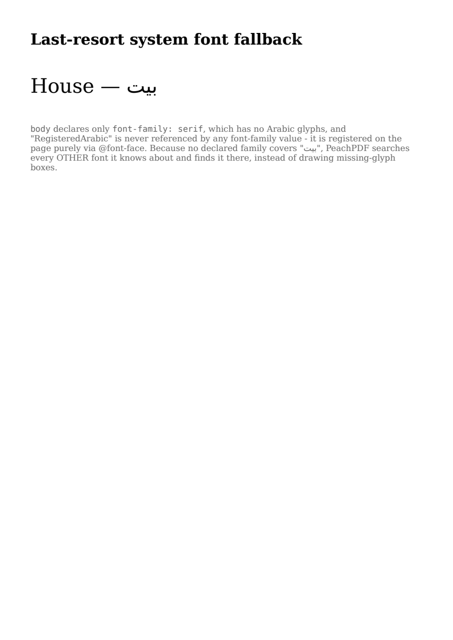 First page of the Last-Resort System Font Fallback showcase PDF