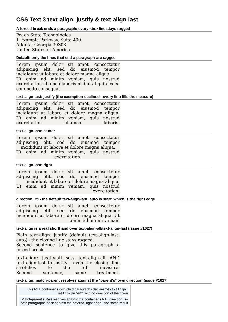 First page of the Justification & text-align-last showcase PDF