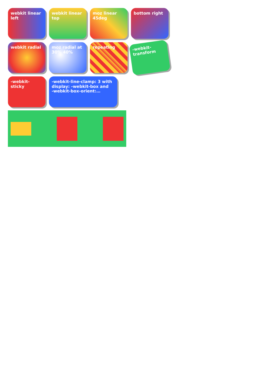 First page of the Legacy Vendor-Prefixed CSS showcase PDF